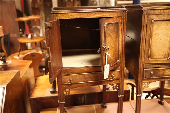 A pair of George III style mahogany bedside cupboards, W.1ft 2.75in.